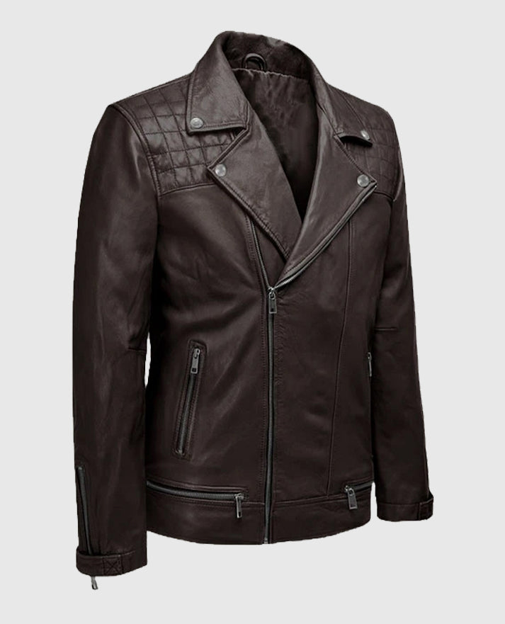 Men's Brown Ironwood Leather Biker Jacket