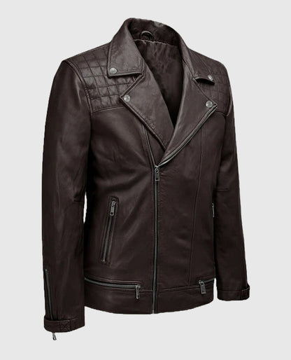Men's Brown Ironwood Leather Biker Jacket