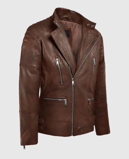 Men's Shotgun Spanish Brown Moto Leather Jacket