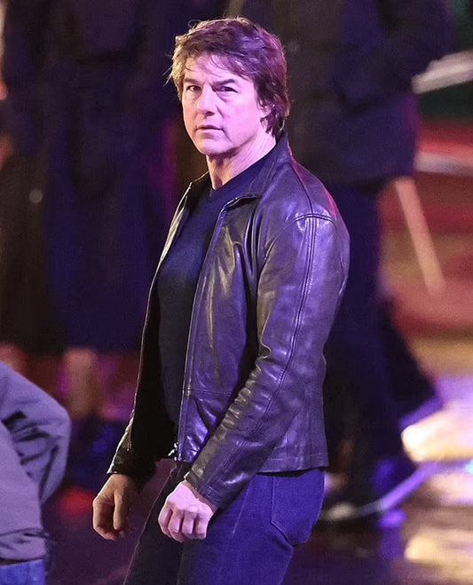 Tom Cruise Mission Impossible 8 Black Leather Jacket