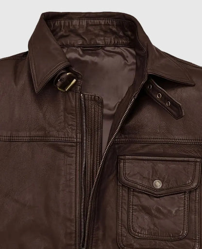 Men's Retro Style Leather Brown Jacket