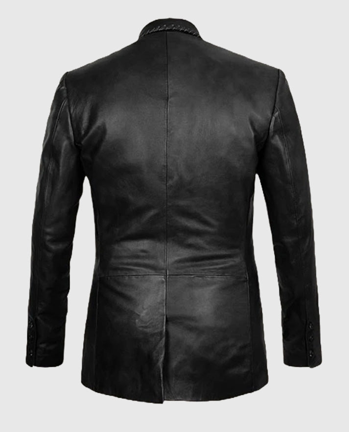 Men's Leather Medieval Blazer in Black