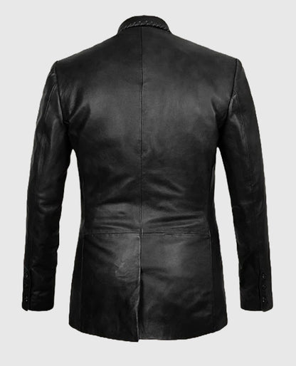 Men's Leather Medieval Blazer in Black
