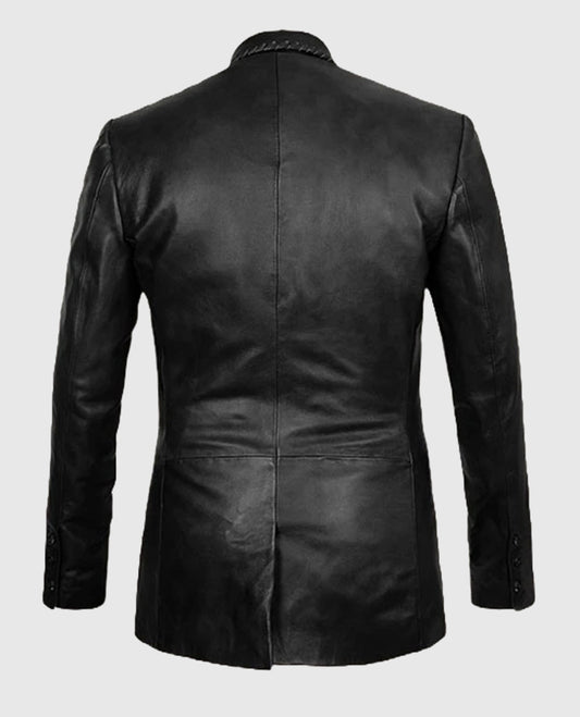 Men's Leather Medieval Blazer in Black