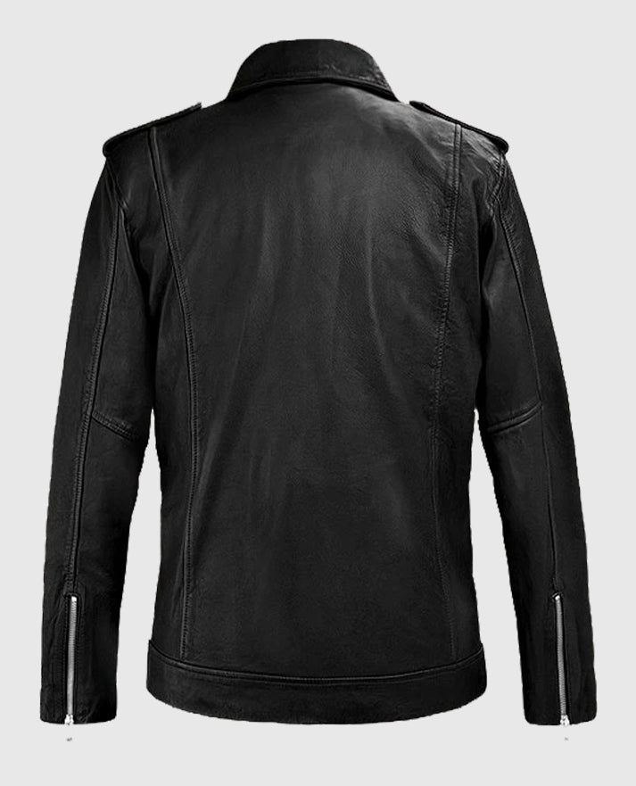 Men’s Beast Biker Leather Jacket in Black