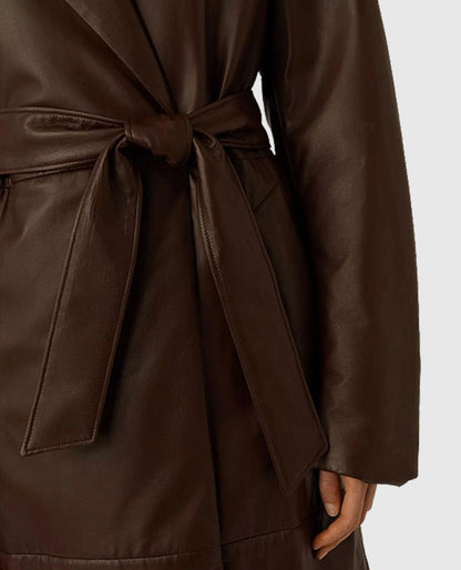 Women's Long Vintage 90's Leather Coat