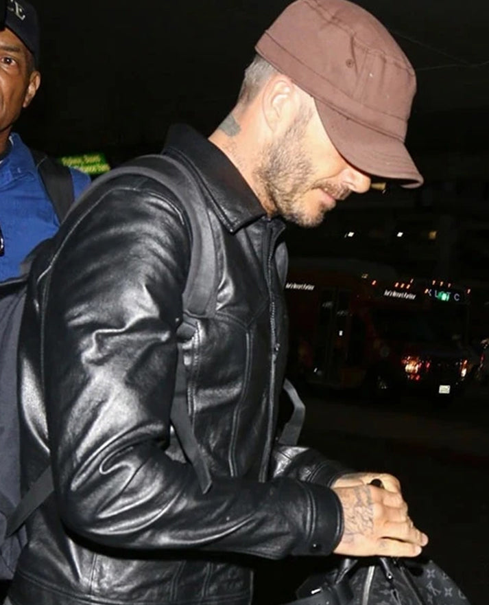 David Beckham Black Leather Jacket