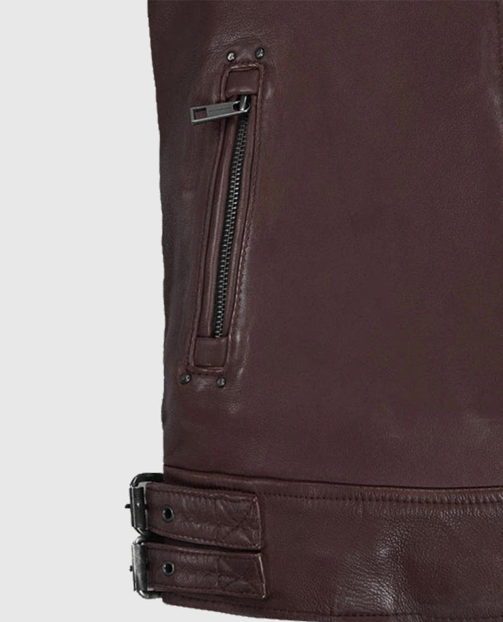 Men’s Burgundy Falcon Rider Leather Jacket