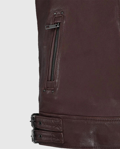 Men’s Burgundy Falcon Rider Leather Jacket