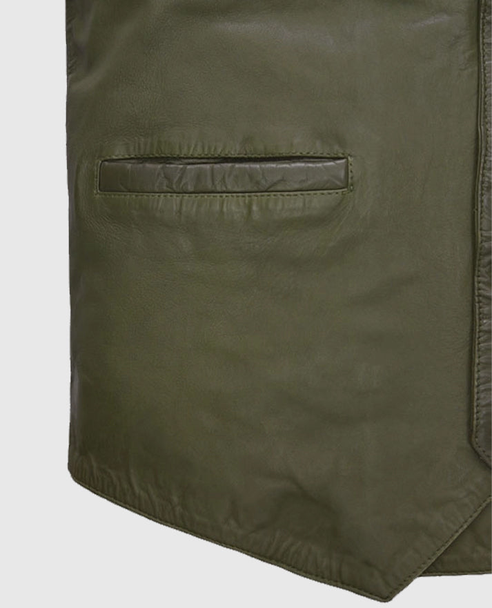 Men's Cowboy Basicallo Green Washed and Wax Leather Vest
