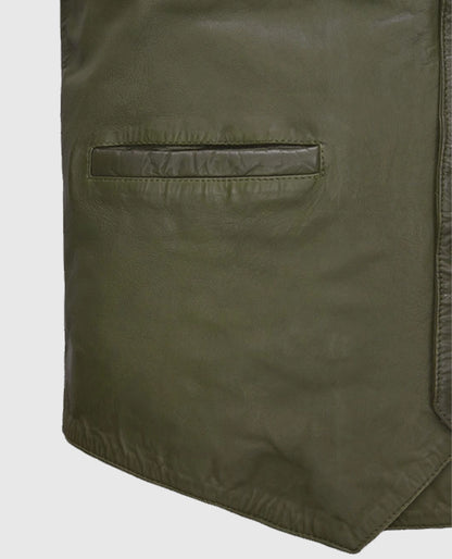 Men's Cowboy Basicallo Green Washed and Wax Leather Vest