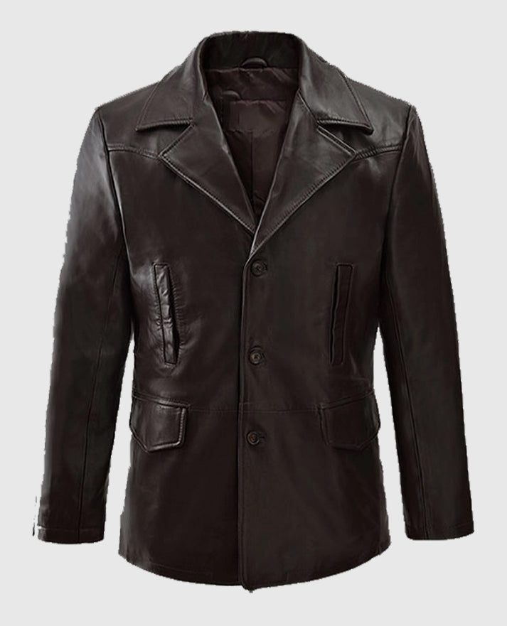 Love Happens Burke Dark Brown Leather Trench Coat