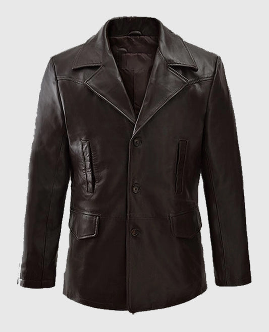 Love Happens Burke Dark Brown Leather Trench Coat