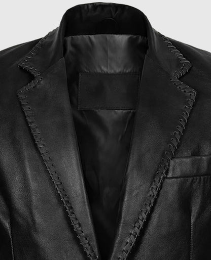 Men's Leather Medieval Blazer in Black