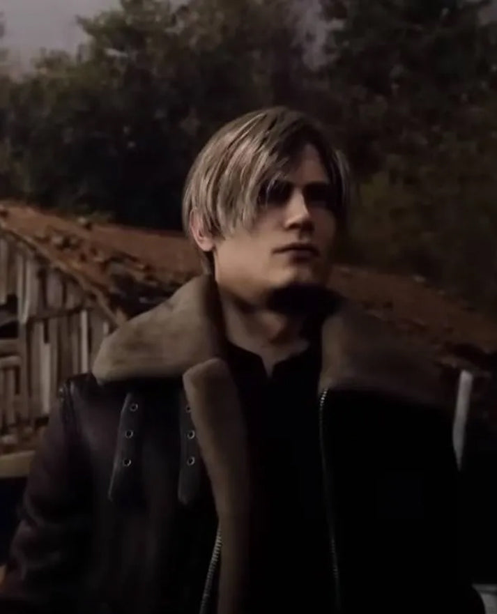 Resident Evil 4 Remake Leon Kennedy Shearling Jacket