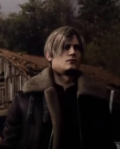 Resident Evil 4 Remake Leon Kennedy Shearling Jacket