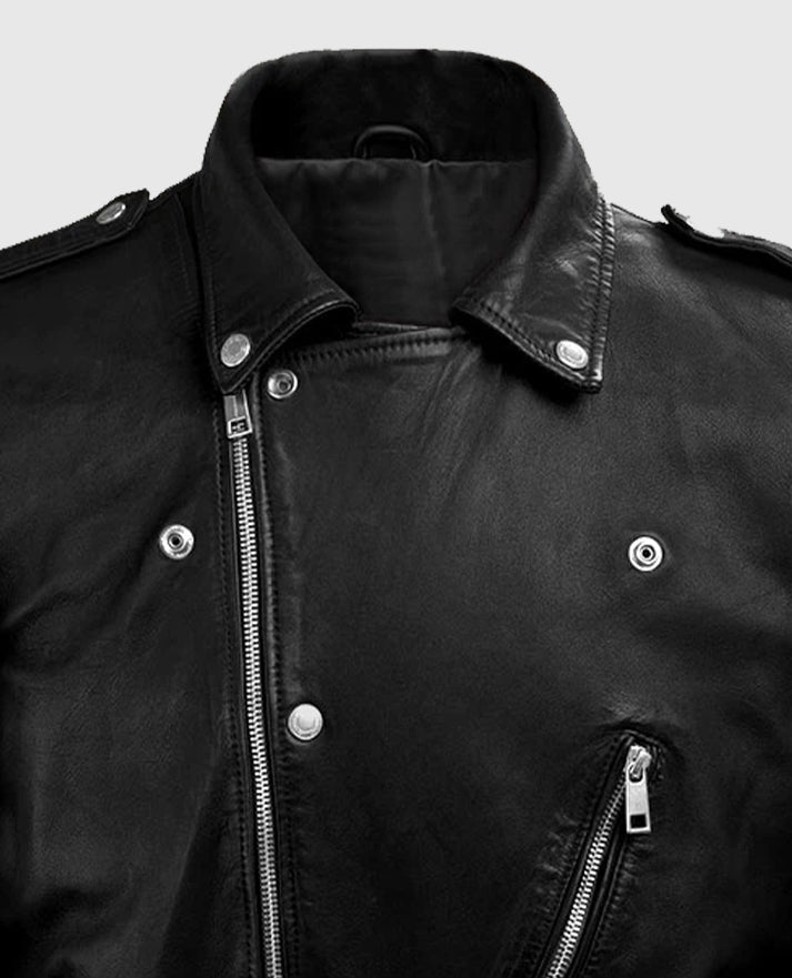 Men’s Beast Biker Leather Jacket in Black