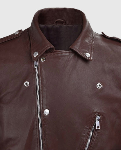 Men's Burgundy Beast Leather Biker Jacket