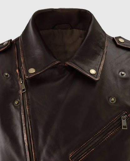 Men's Enforcer Biker Dark Brown Leather Jacket