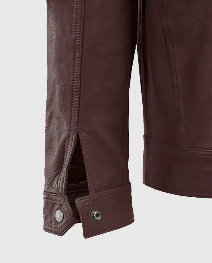 Men's Biker Thunder Storm Burgundy Leather Jacket