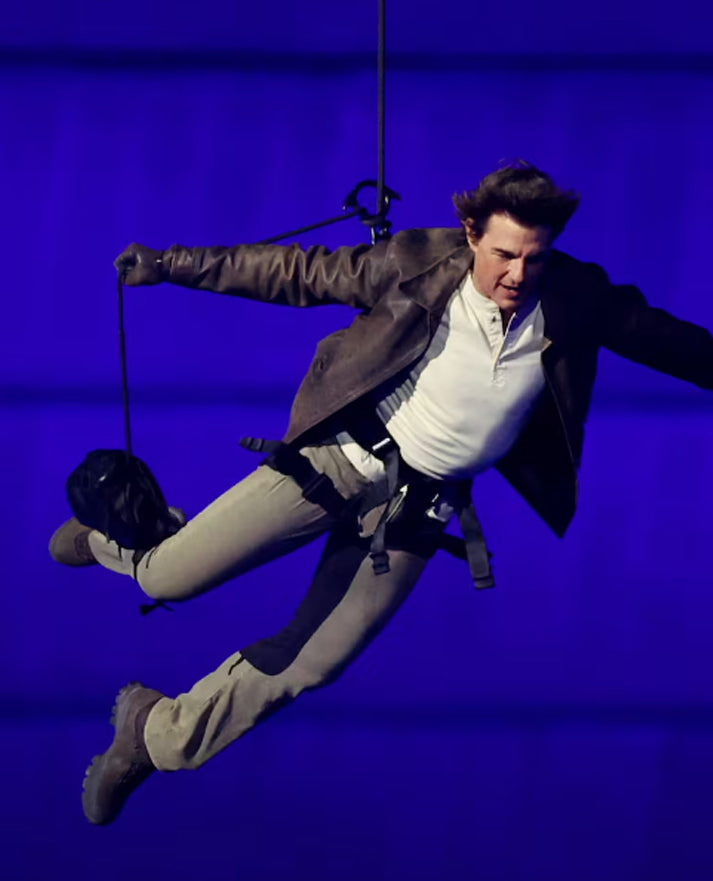 Tom Cruise Paris Olympics 2024 Brown Leather Jacket