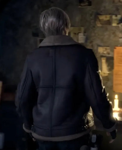 Resident Evil 4 Remake Leon Kennedy Shearling Jacket