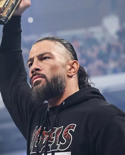 Roman Reigns Levels Above Black Hoodie