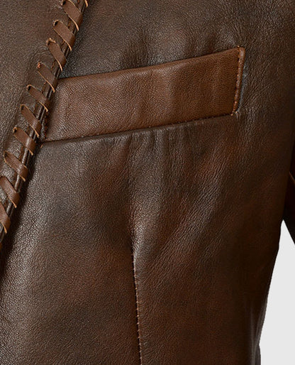 Men's Medieval Leather Blazer in Spanish Brown