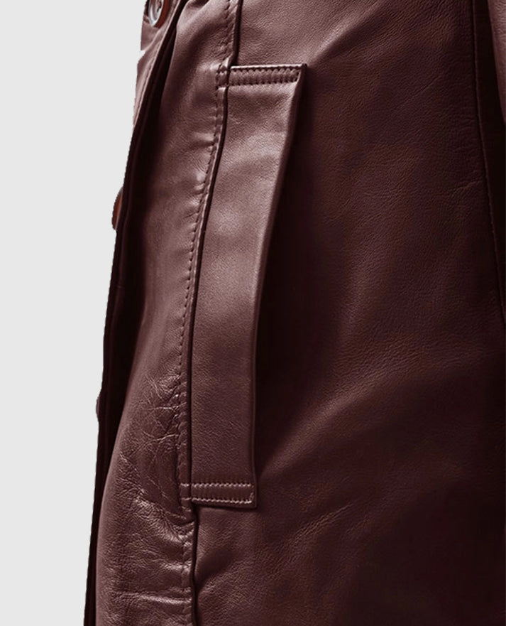 Women's Soft Wax Halcon Maroon Leather Trench Coat