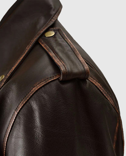 Men's Enforcer Biker Dark Brown Leather Jacket