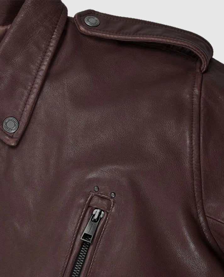 Men’s Burgundy Falcon Rider Leather Jacket