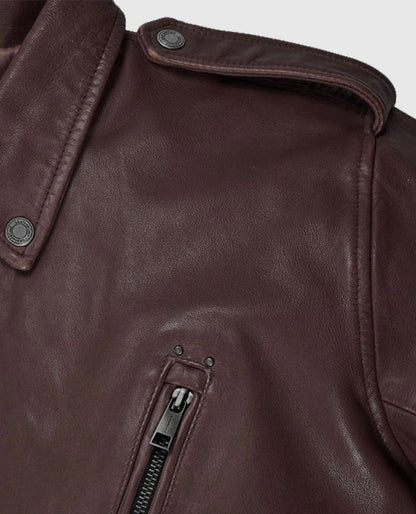 Men’s Burgundy Falcon Rider Leather Jacket