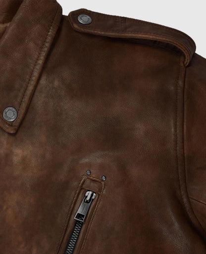 Men's Rider Falcon Spanish Brown Leather Jacket