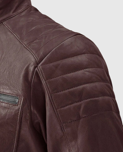 Men's Moto Firefly Burgundy Leather Jacket