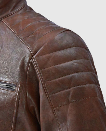 Men's Biker Spanish Brown Firefly Leather Jacket