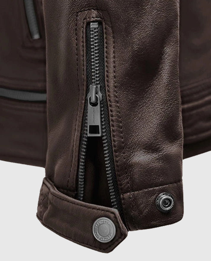 Men's Brown Ironwood Leather Biker Jacket