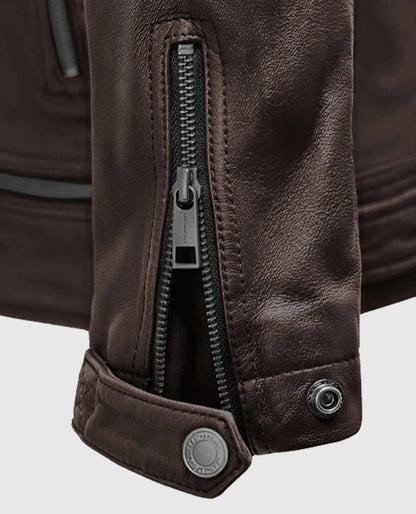 Men's Brown Ironwood Leather Biker Jacket