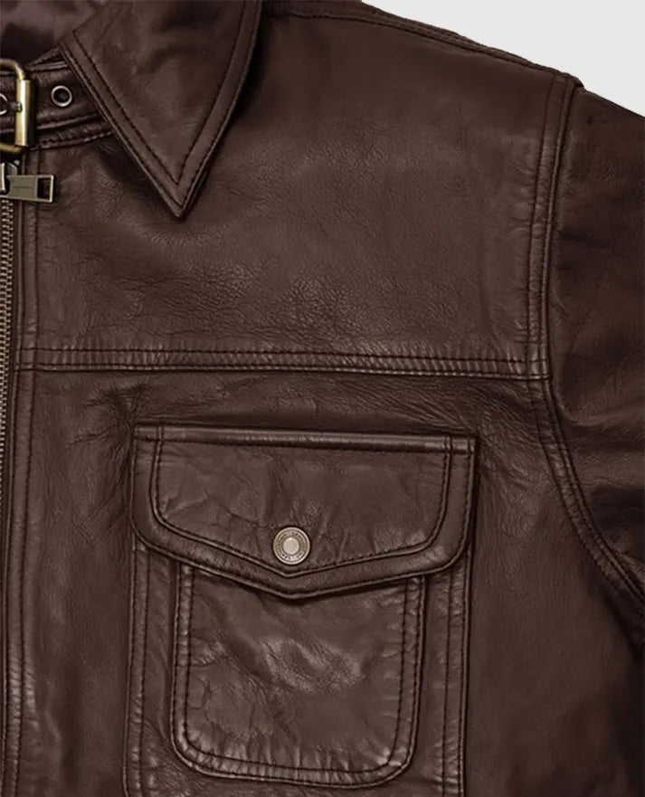 Men's Retro Style Leather Brown Jacket