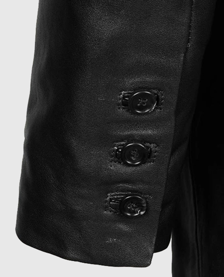 Men's Leather Medieval Blazer in Black