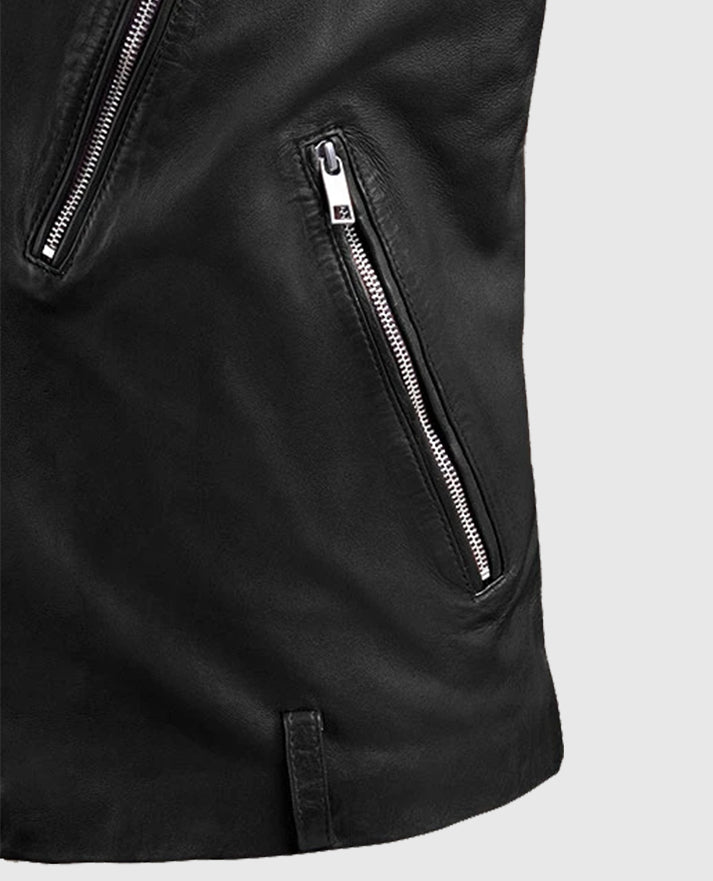Men’s Beast Biker Leather Jacket in Black