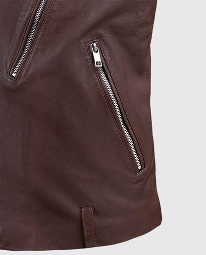 Men's Burgundy Beast Leather Biker Jacket