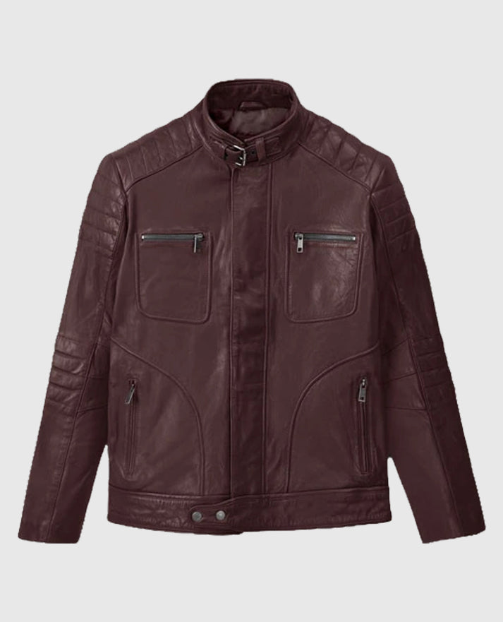 Men's Moto Firefly Burgundy Leather Jacket