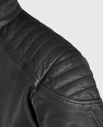 Men's Black Shotgun Moto Leather Jacket