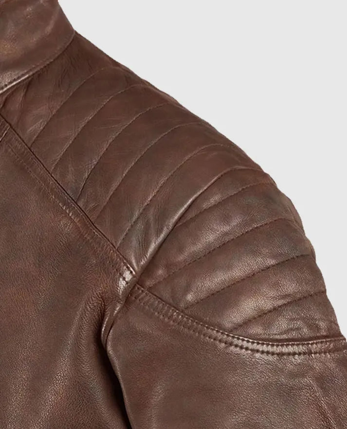 Men's Shotgun Spanish Brown Moto Leather Jacket
