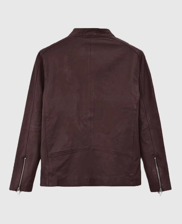 Men’s Biker Motorad Burgundy Leather Jacket