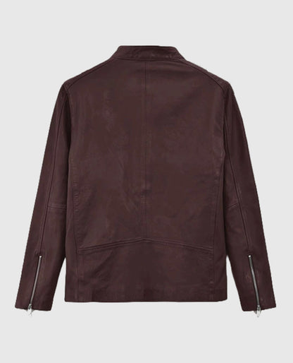 Men’s Biker Motorad Burgundy Leather Jacket