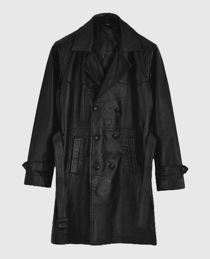 Men's Leather Vintage 1970's Trench Coat