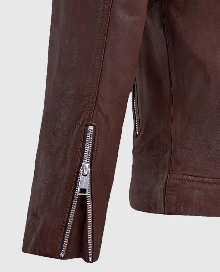 Men's Burgundy Beast Leather Biker Jacket