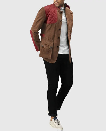 Men's Hickory Suede Leather Safari Blazer