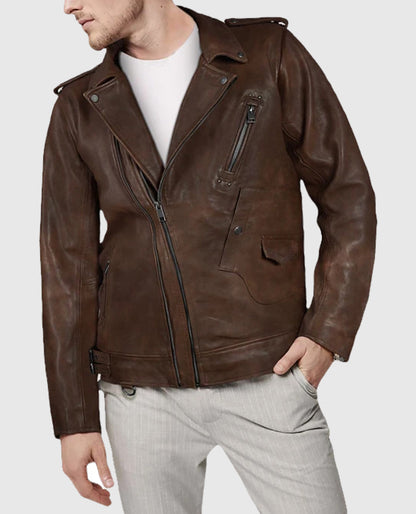 Men's Rider Falcon Spanish Brown Leather Jacket
